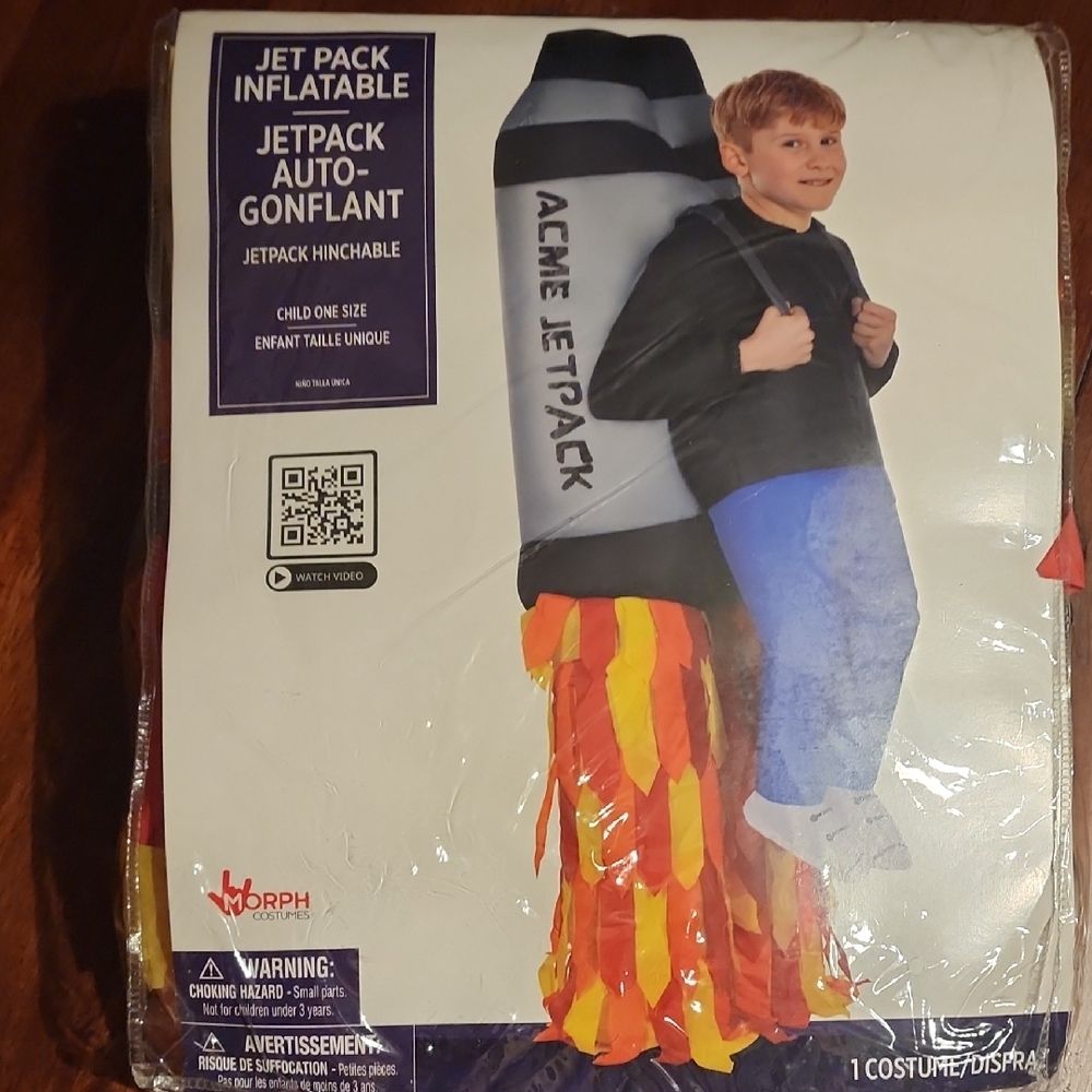 NIB Morph‎ Costumes Kid's Inflatable Jetpack Costume with Flames One Size